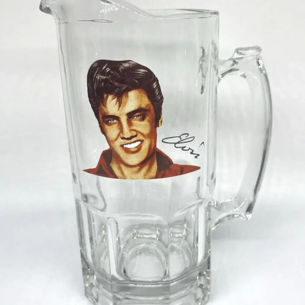 Vintage Elvis Presley‎ Glass Pitcher Libbey Portrait Bar Man Cave